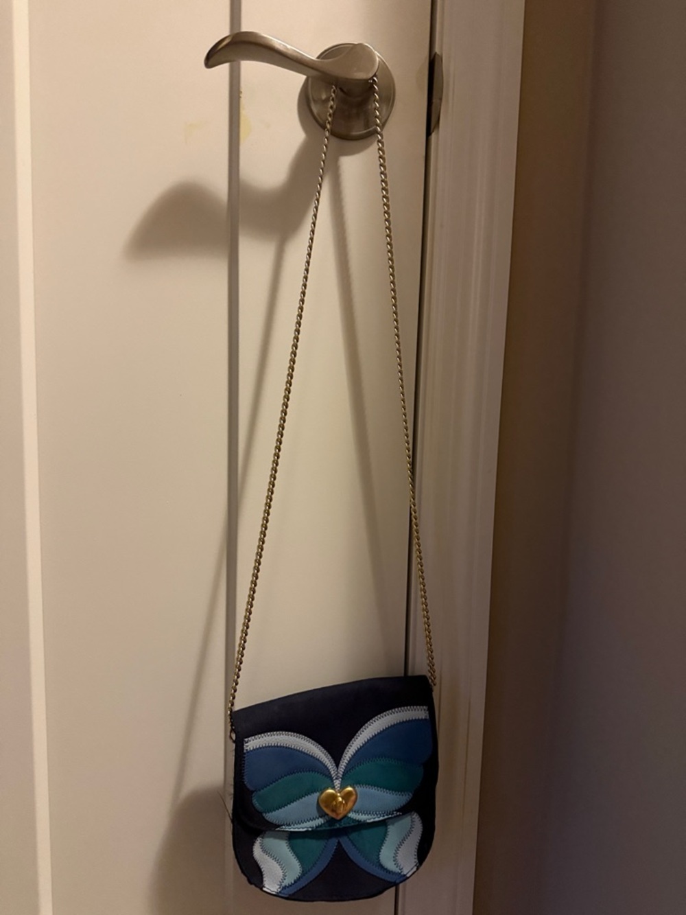 Place Kids Navy Crossbody Bag with Teal and Turquoise Butterfly